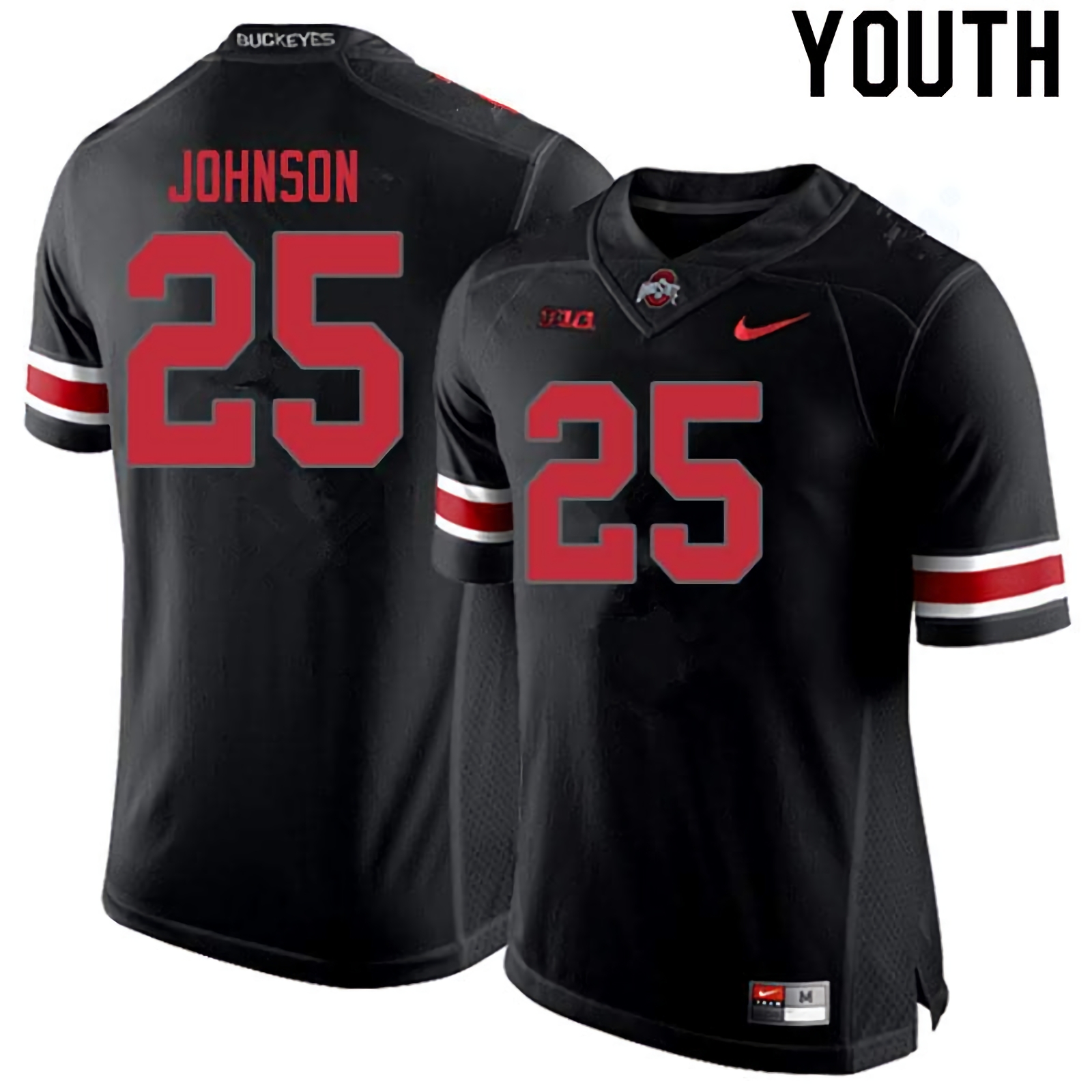 Xavier Johnson Ohio State Buckeyes Youth NCAA #25 Nike Blackout College Stitched Football Jersey BRQ3556EV